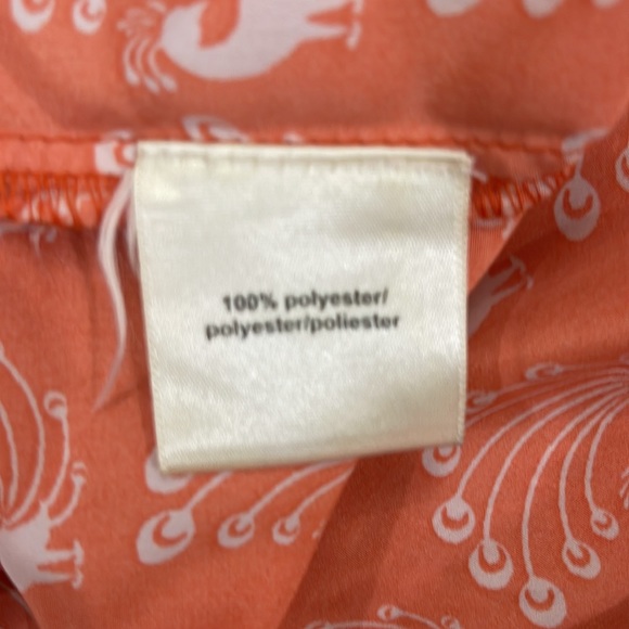 OAT + FAWN Peacock Print Sleeveless 3/4 Button Front - M (orange & white) - Picture 6 of 6